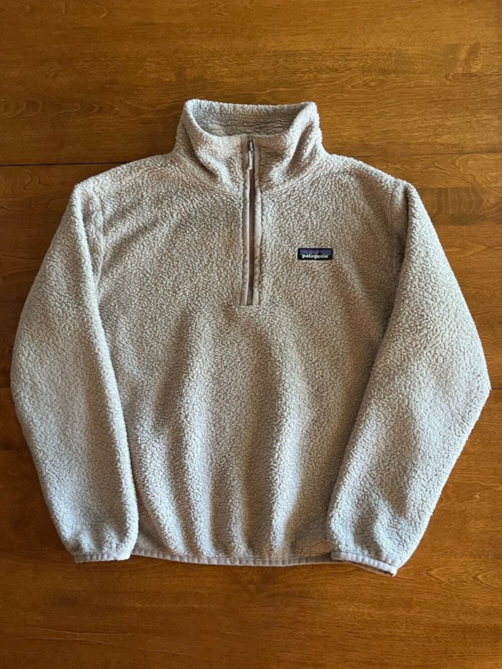 Patagonia tan fleece quarter-zip pullover S